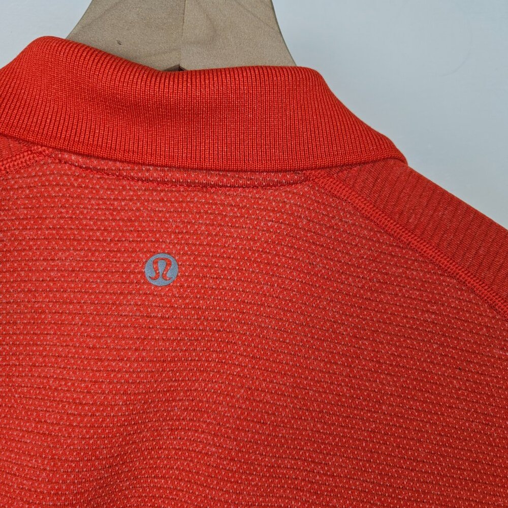 Lululemon Men's Polo Shirt Sz M Bright Orange Short Sleeve Top - Picture 7 of 7